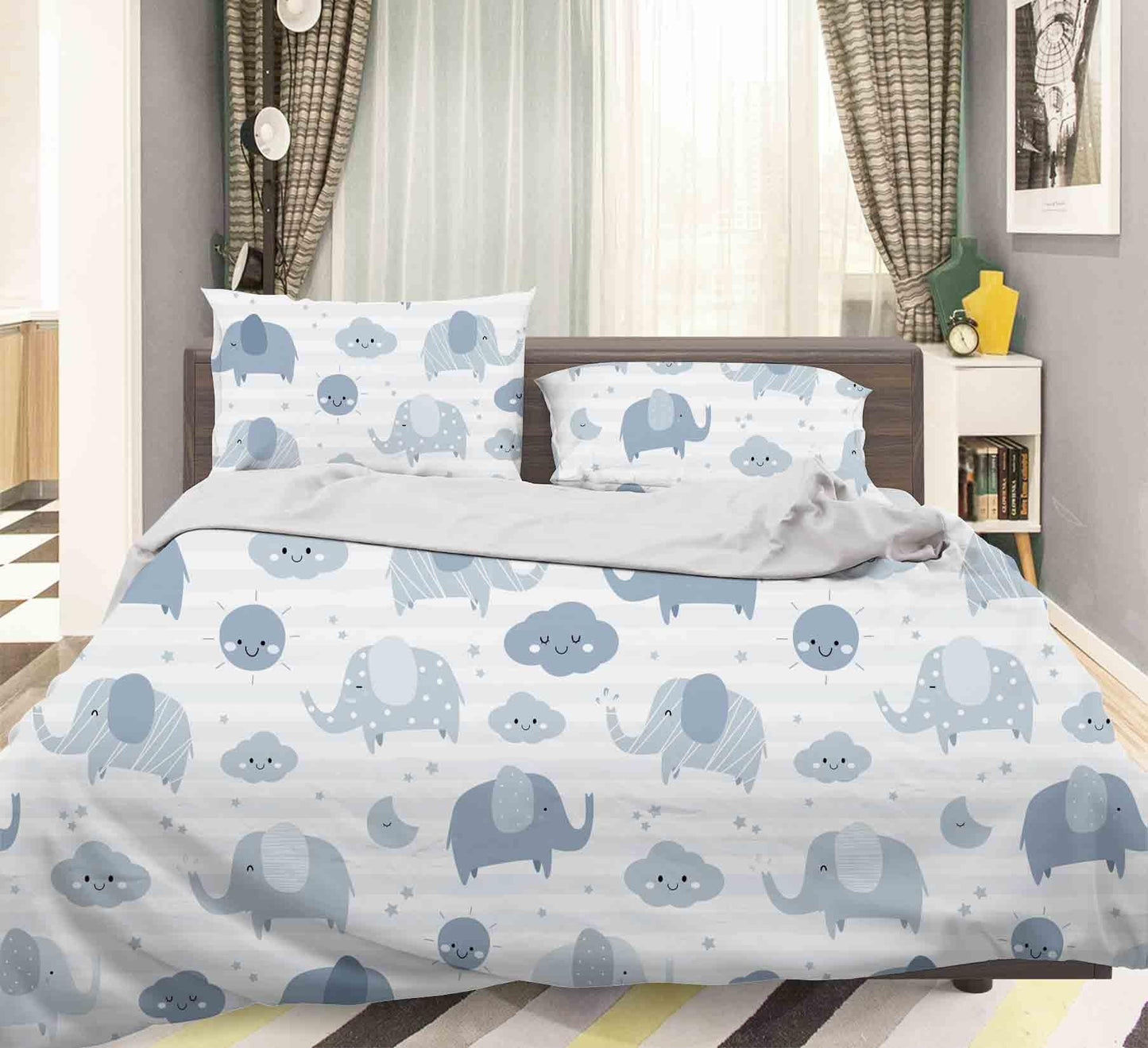3D Cartoon Elephant Quilt Cover Set Bedding Set Pillowcases 157