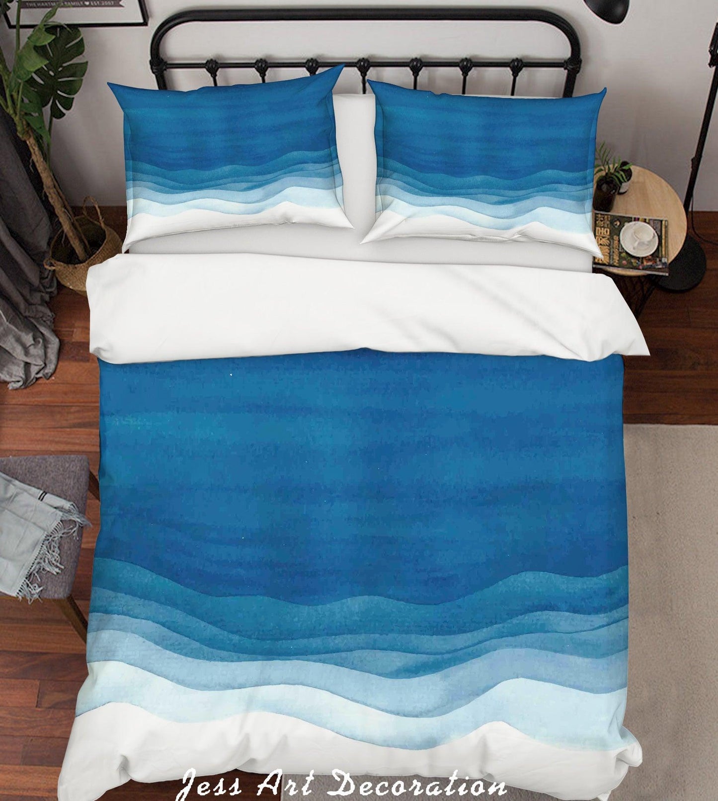 3D Blue Abstract Sea Waves Quilt Cover Set Bedding Set Pillowcases 44