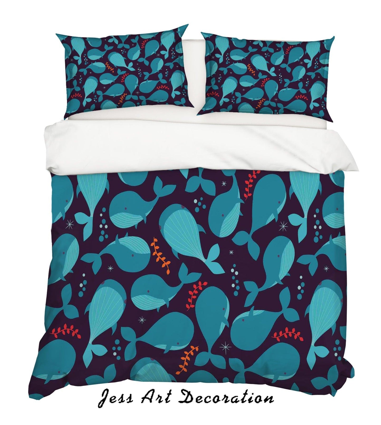 3D Cartoon Dolphin Blue Quilt Cover Set Bedding Set Pillowcases 153