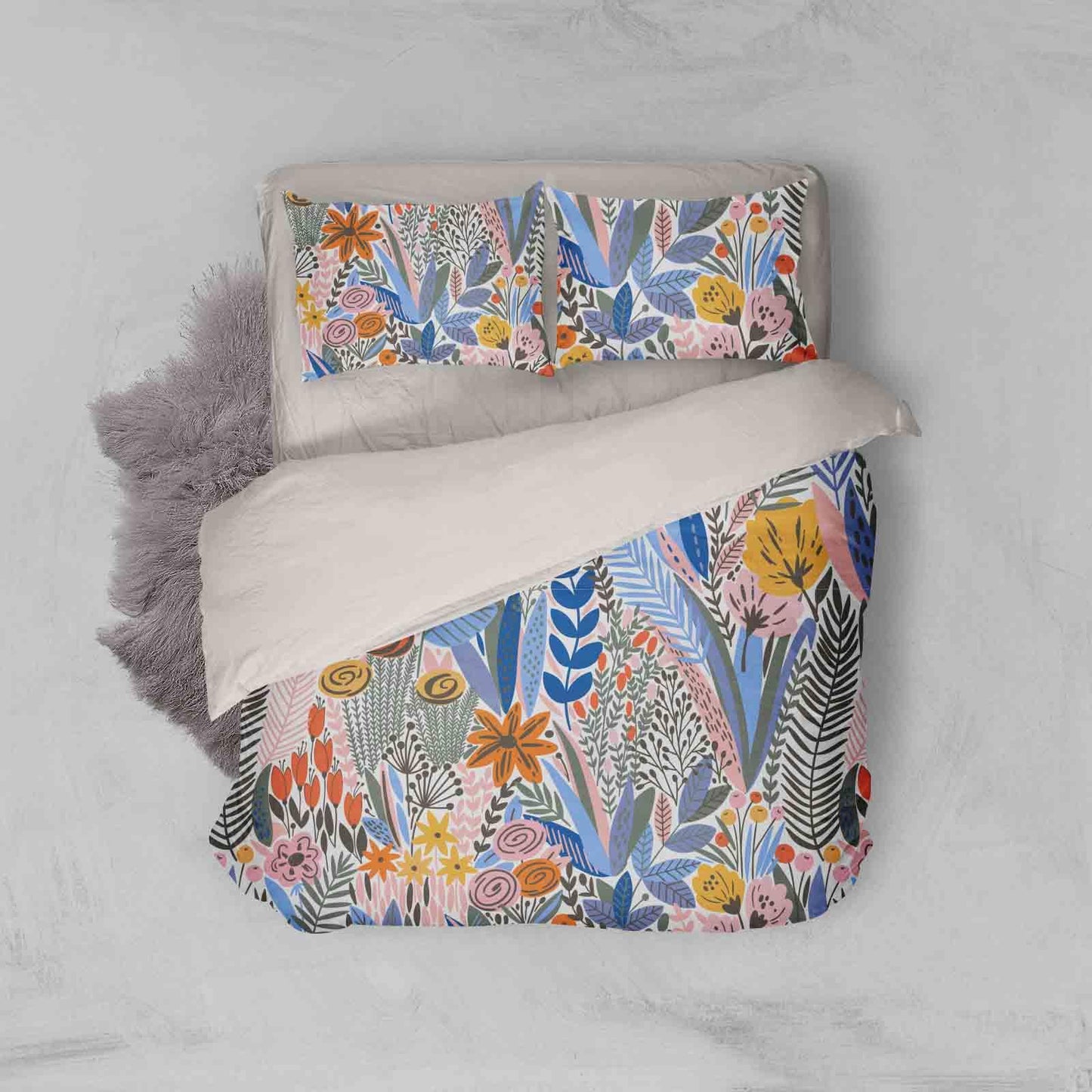 3D Blue Leaves Red Flowers Quilt Cover Set Bedding Set Pillowcases 51