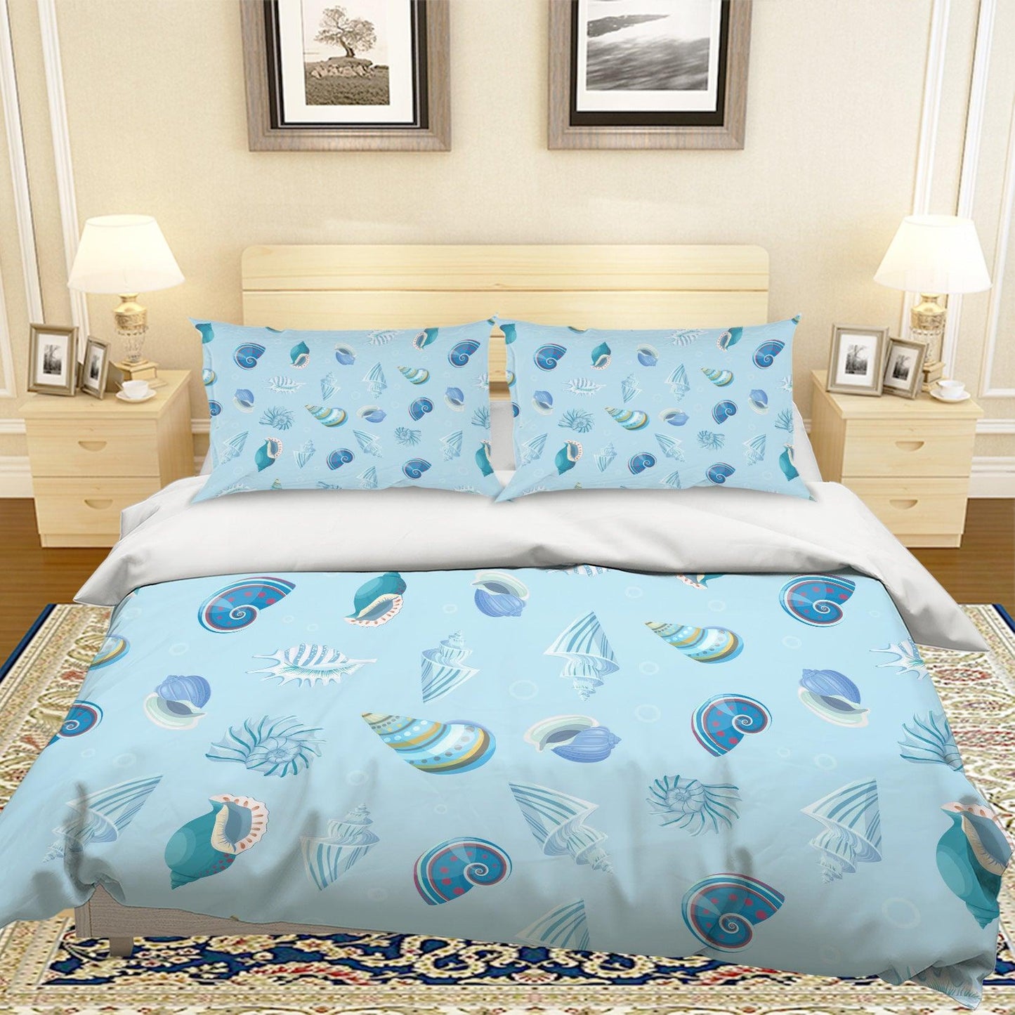 3D Cartoon Blue Conch Quilt Cover Set Bedding Set Pillowcases 107