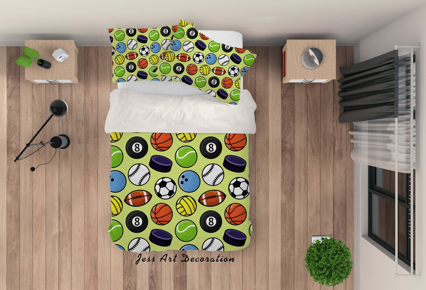 3D Ball Football Basketball Rugby Pattern Quilt Cover Set Bedding Set Duvet Cover Pillowcases WJ 6835