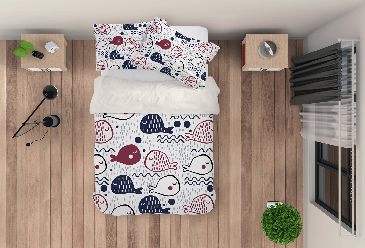 3D Cartoon Fish Quilt Cover Set Bedding Set Pillowcases 46