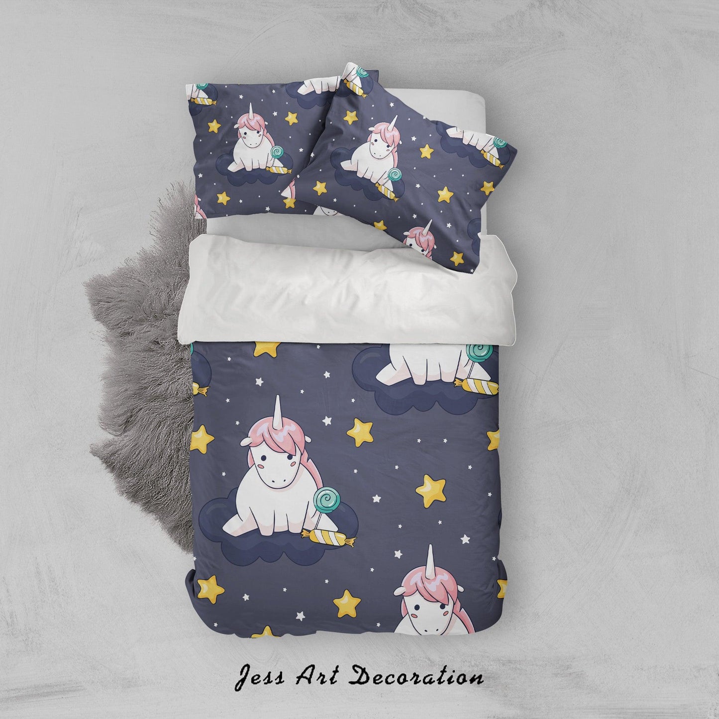 3D Black Unicorn Star Quilt Cover Set Bedding Set Pillowcases 32