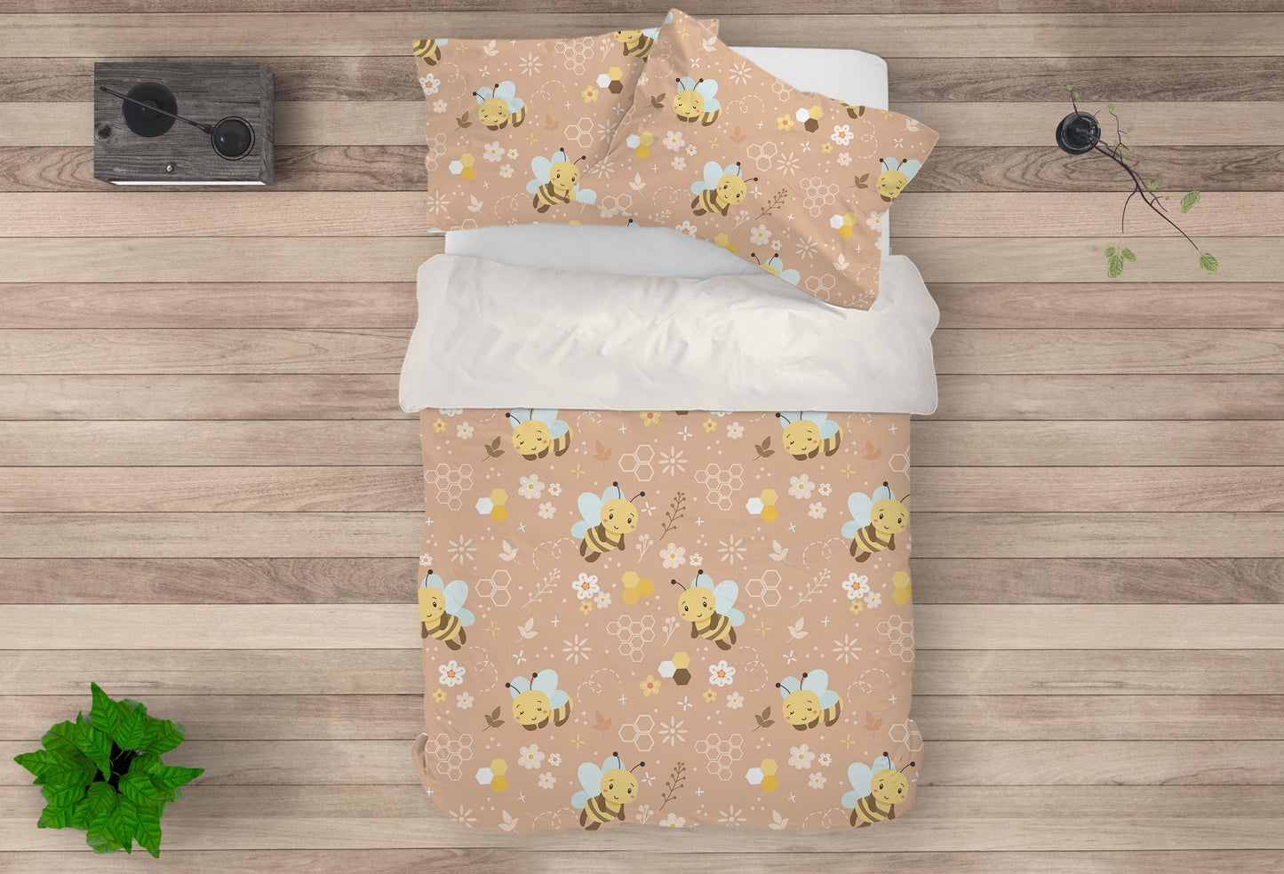 3D Cartoon Bumble Bee Quilt Cover Set Bedding Set Duvet Cover Pillowcases LXL