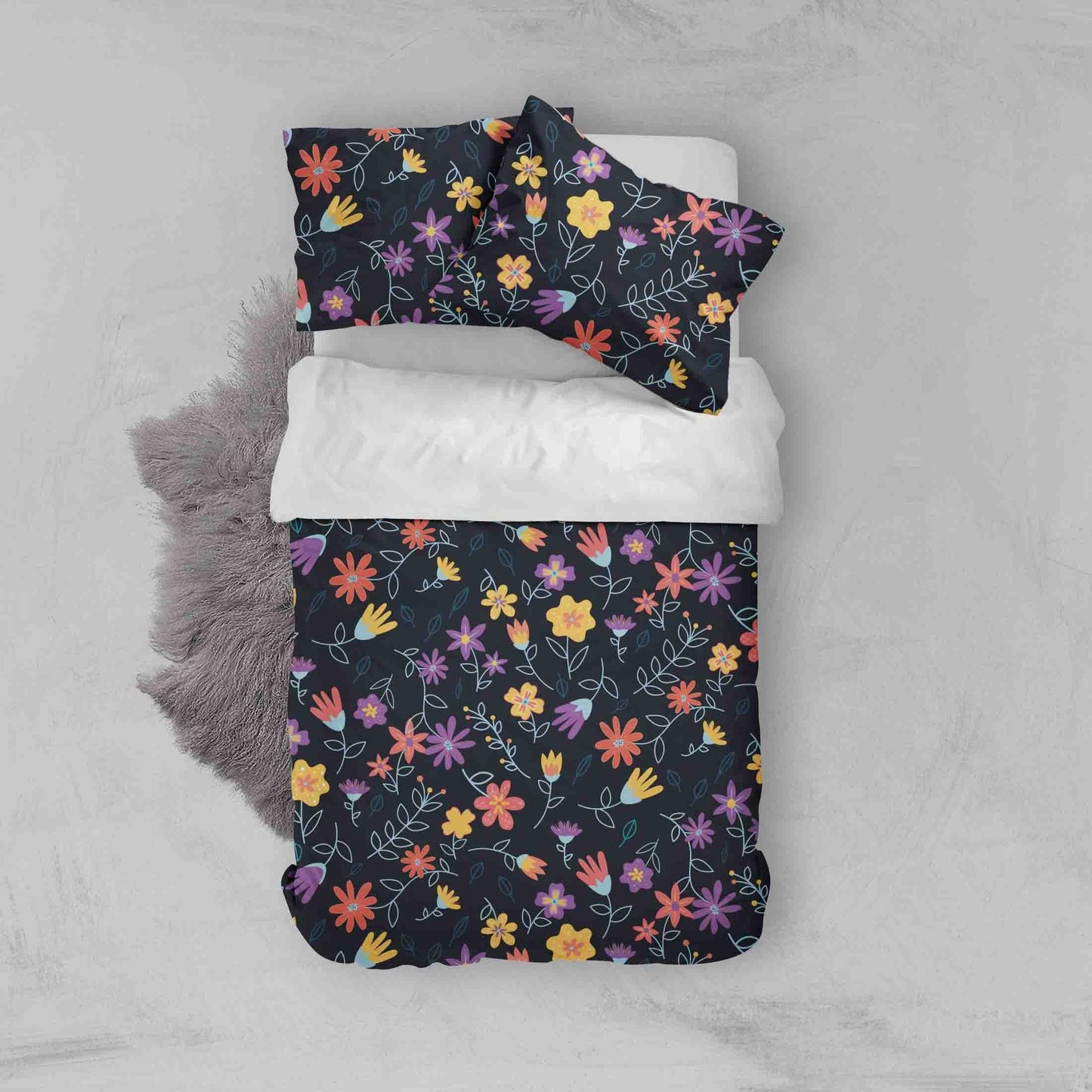 3D Black Floral Quilt Cover Set Bedding Set Pillowcases 109