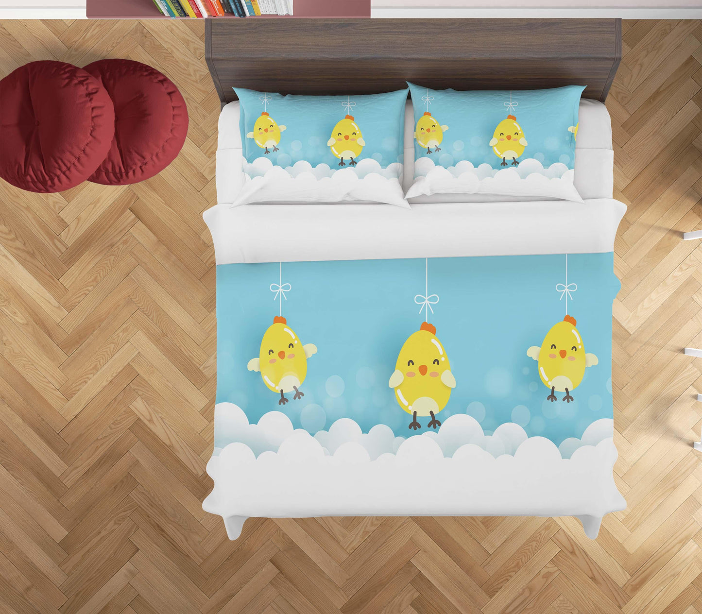 3D Blue White Chick Quilt Cover Set Bedding Set Duvet Cover Pillowcases SF56