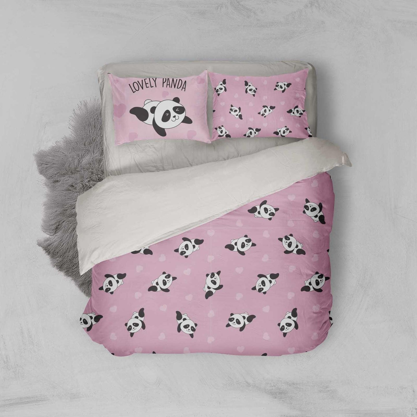 3D Cartoon Panda Pink Quilt Cover Set Bedding Set Pillowcases 98