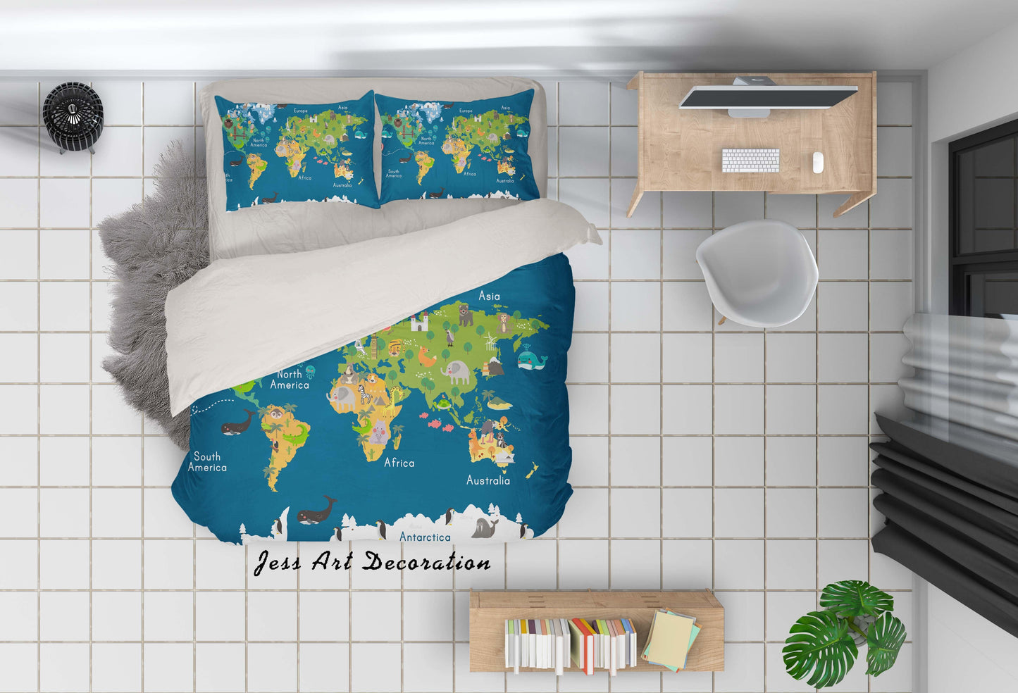 3D Blue World Map Quilt Cover Set Bedding Set Pillowcases 71