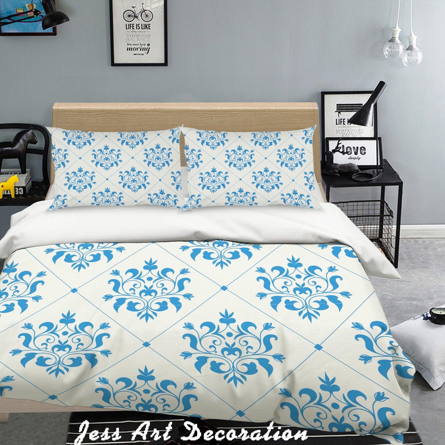3D Blue Decorative Pattern Quilt Cover Set Bedding Set Pillowcases 15