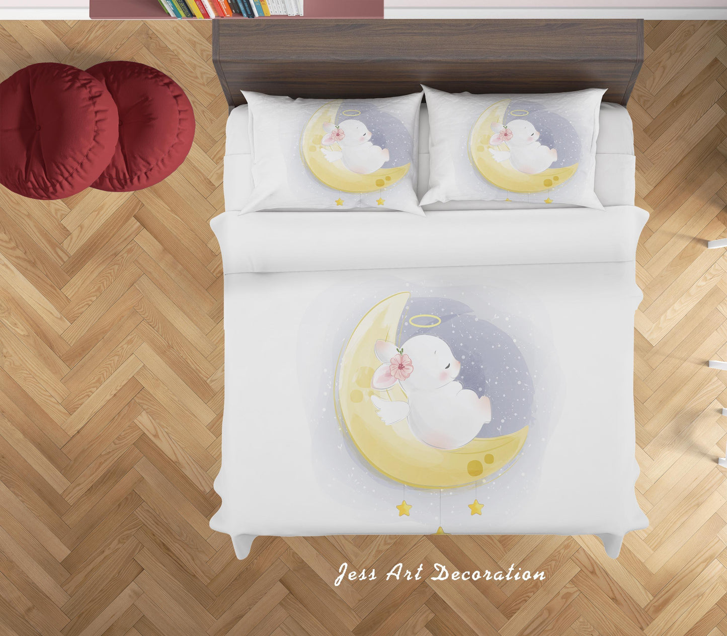 3D Cartoon Moon Rabbit Quilt Cover Set Bedding Set Duvet Cover Pillowcases SF142