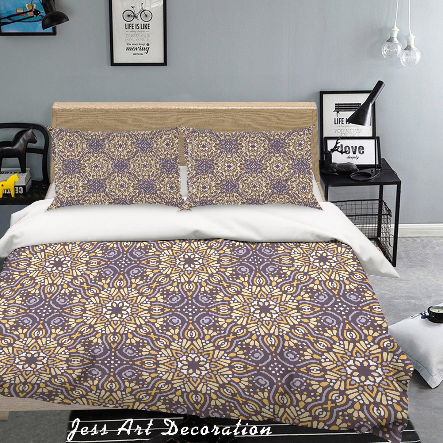 3D Blue Floral Pattern Quilt Cover Set Bedding Set Pillowcases 51