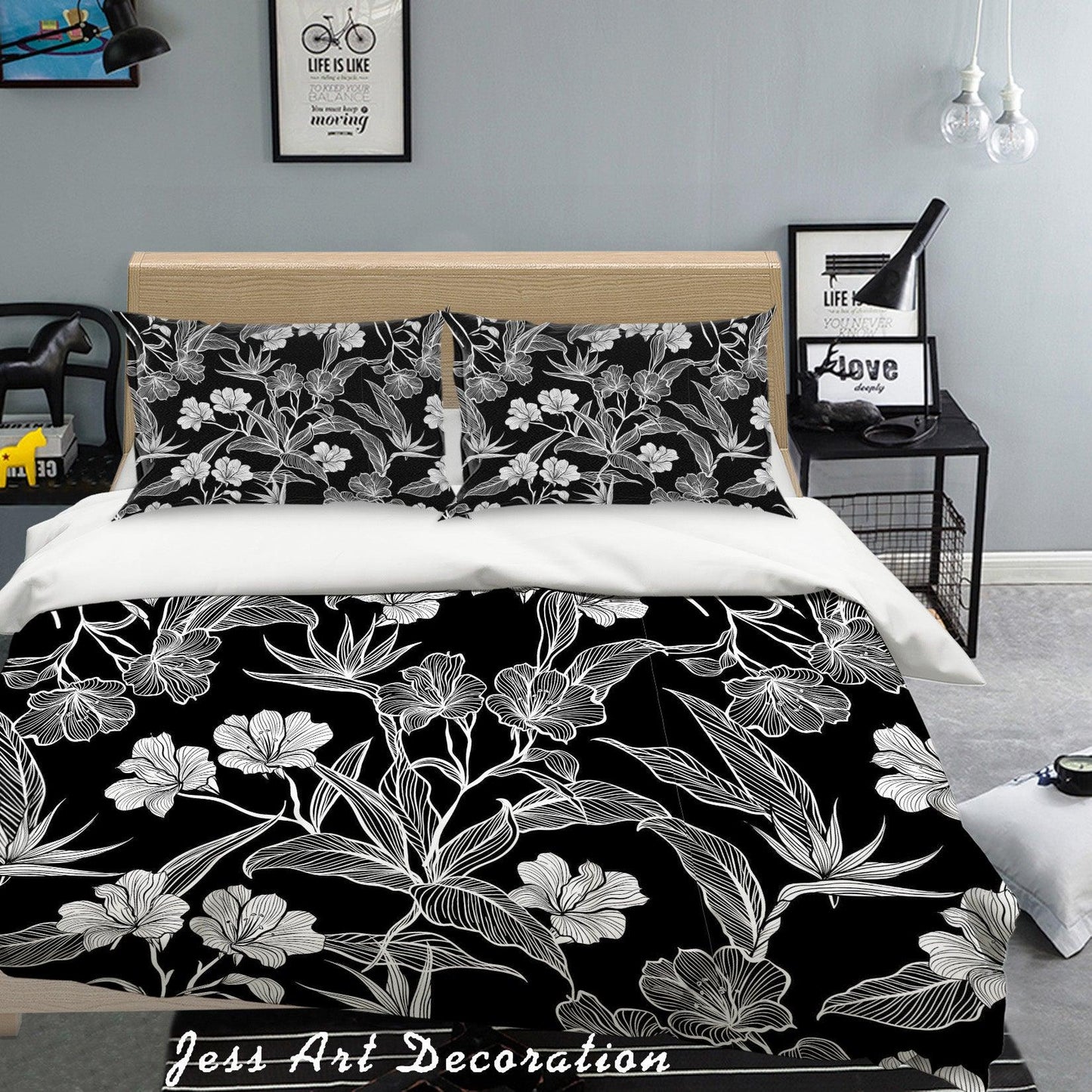 3D Black Flowers Quilt Cover Set Bedding Set Pillowcases 41