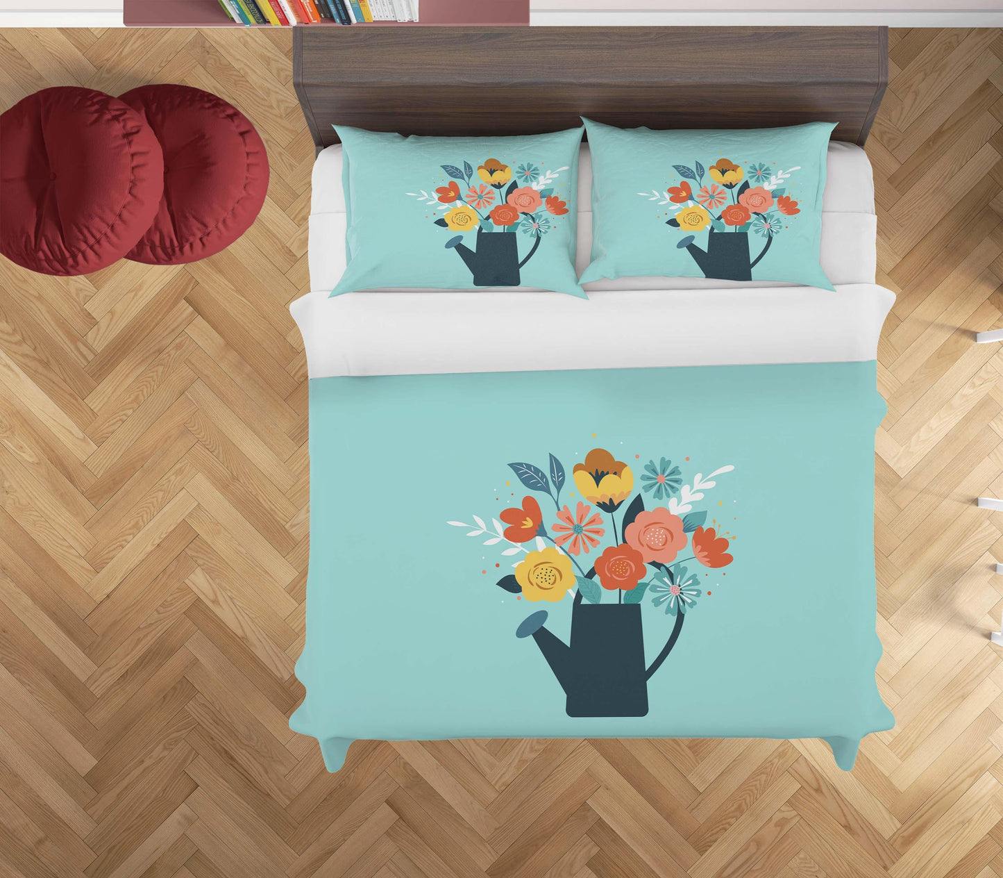3D Blue Floral Watering Pot Quilt Cover Set Bedding Set Duvet Cover Pillowcases SF50