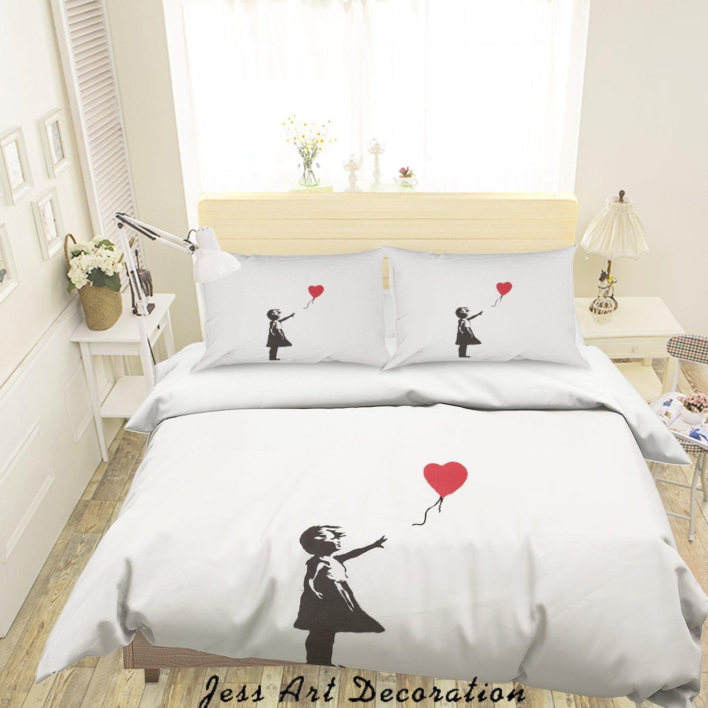 3D Banksy Girl With Balloon Quilt Cover Set Bedding Set Duvet Cover Pillowcases ZY D35