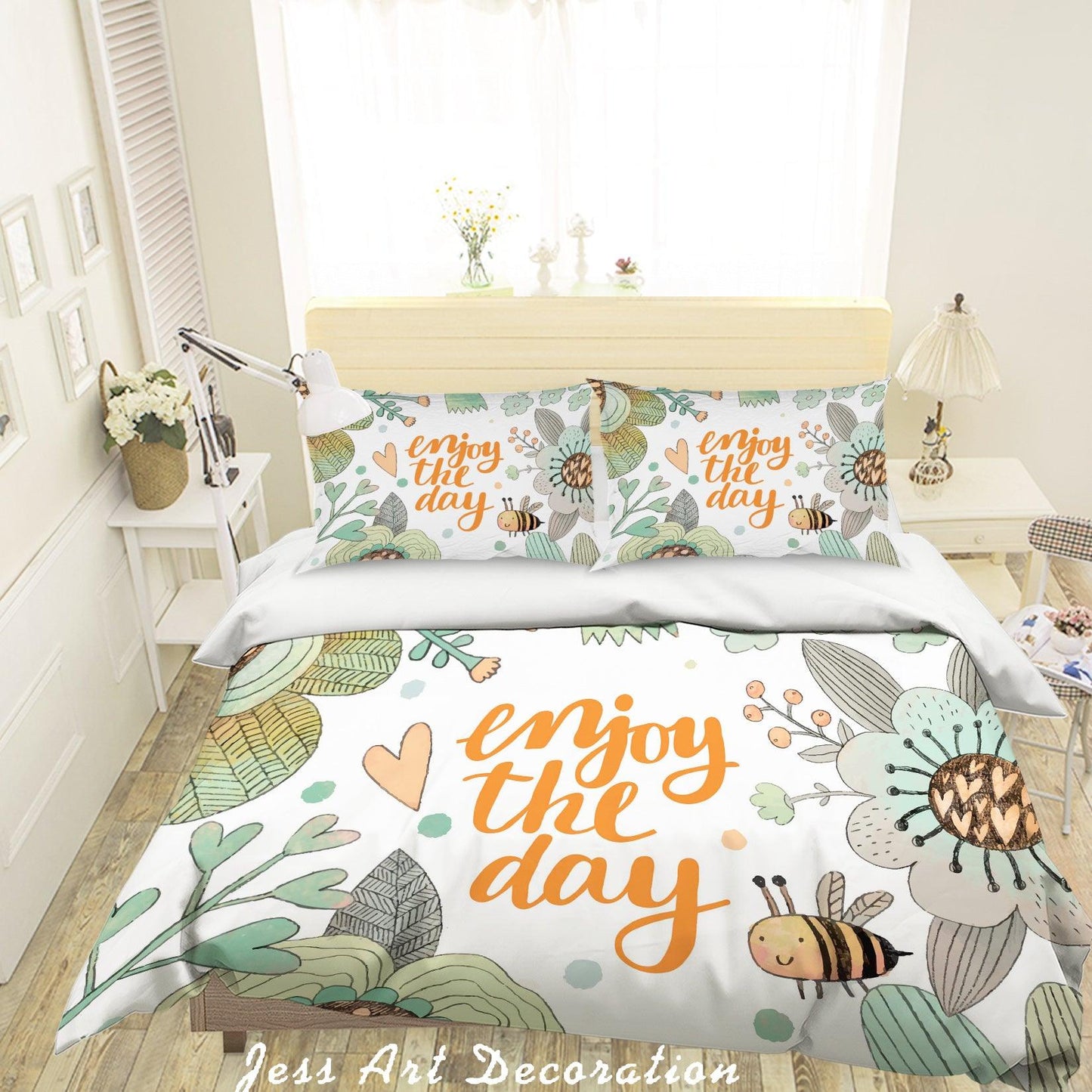3D Cartoon Bee Flower Quilt Cover Set Bedding Set Pillowcases 33