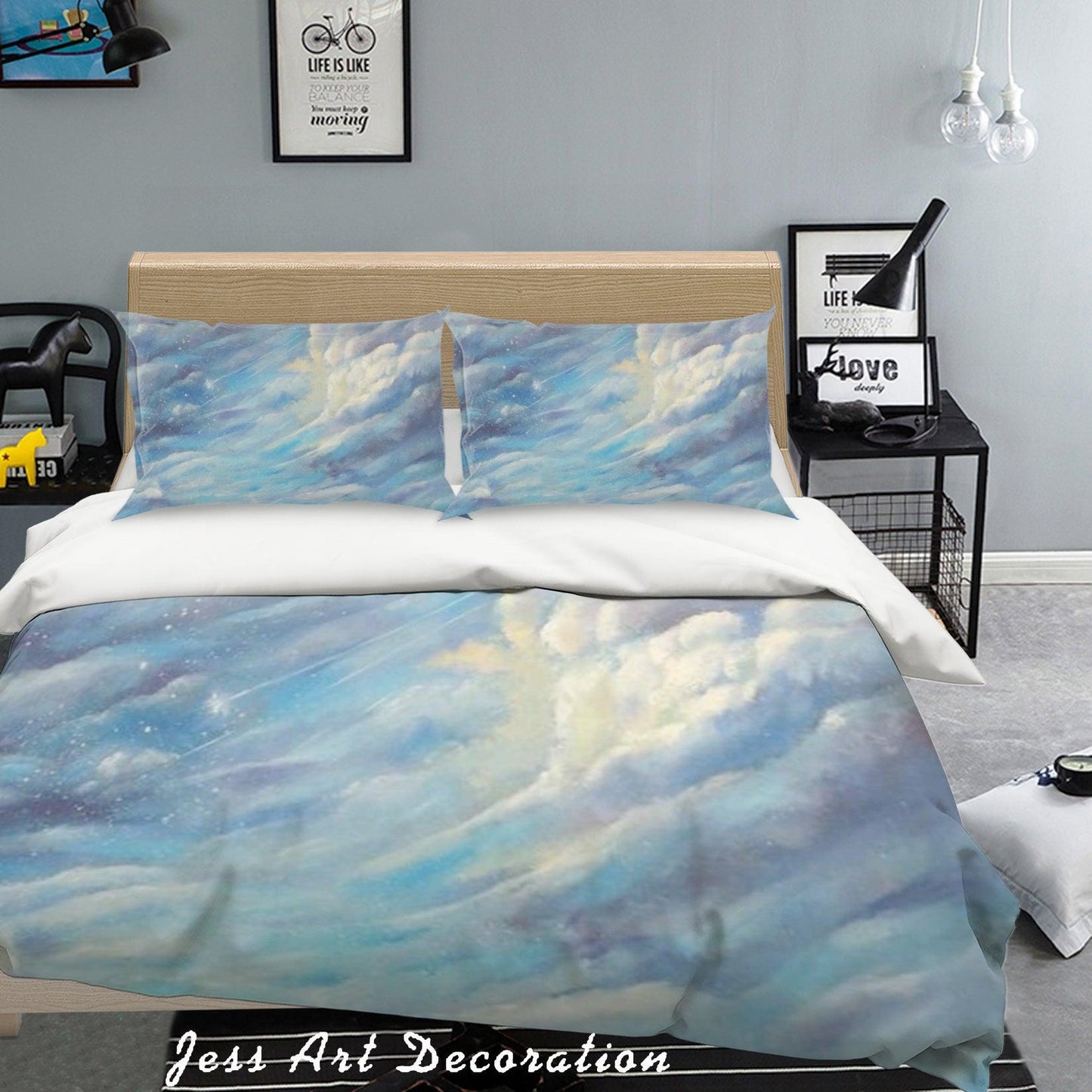 3D Blue Sky Clouds Quilt Cover Set Bedding Set Pillowcases 47