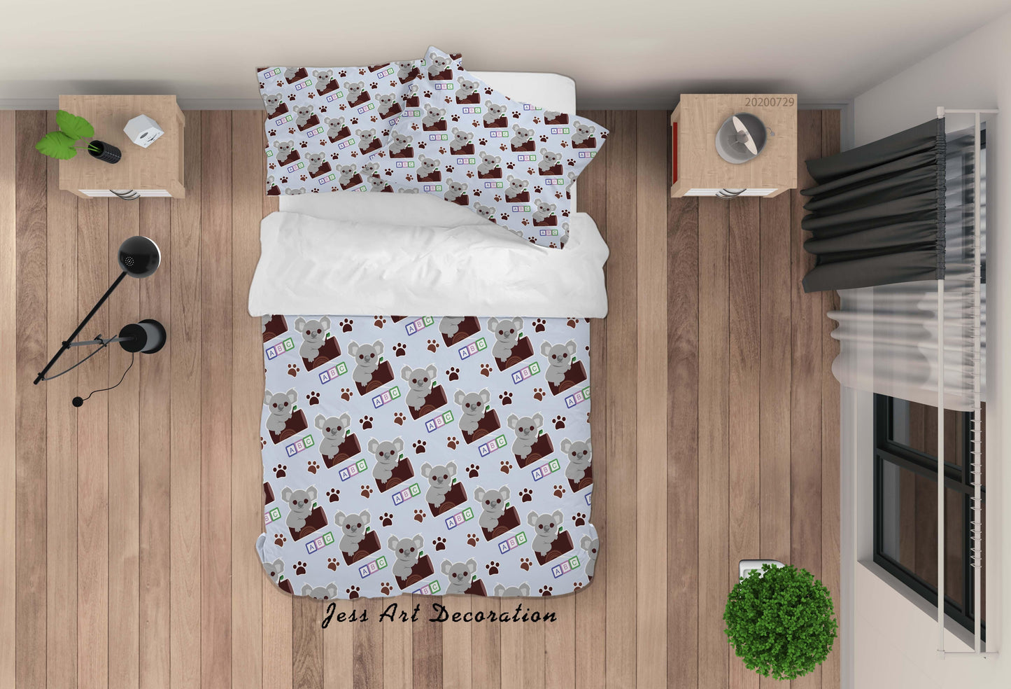 3D Cartoon Paw Raccoon Quilt Cover Set Bedding Set Duvet Cover Pillowcases LXL 135