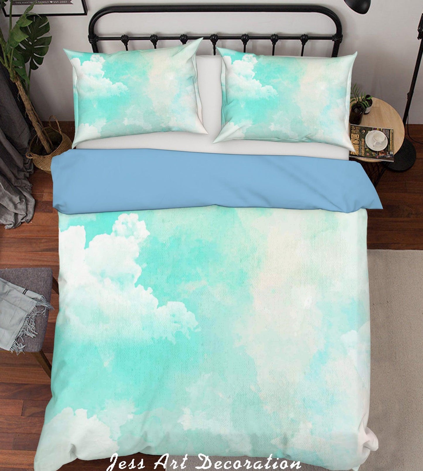3D Blue Green Color Gradient Quilt Cover Set Bedding Set Pillowcases 24