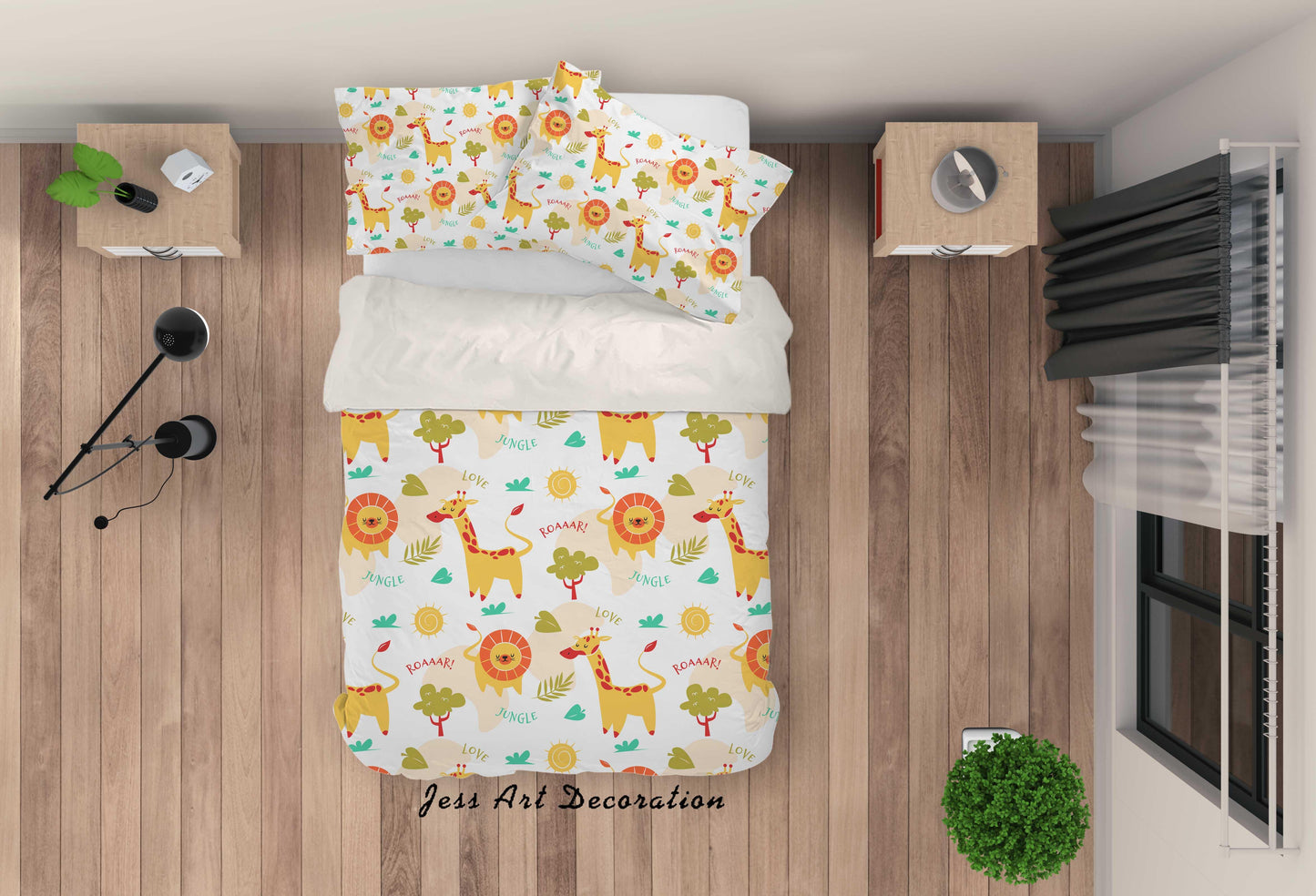 3D Cartoon Giraffe Lion Quilt Cover Set Bedding Set Pillowcases 51