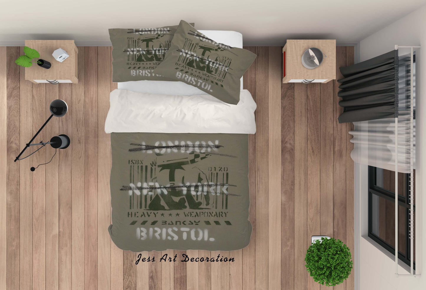 3D Banksy London New York Bristol Heavy Weaponry Quilt Cover Set Bedding Set Duvet Cover Pillowcases ZY D38