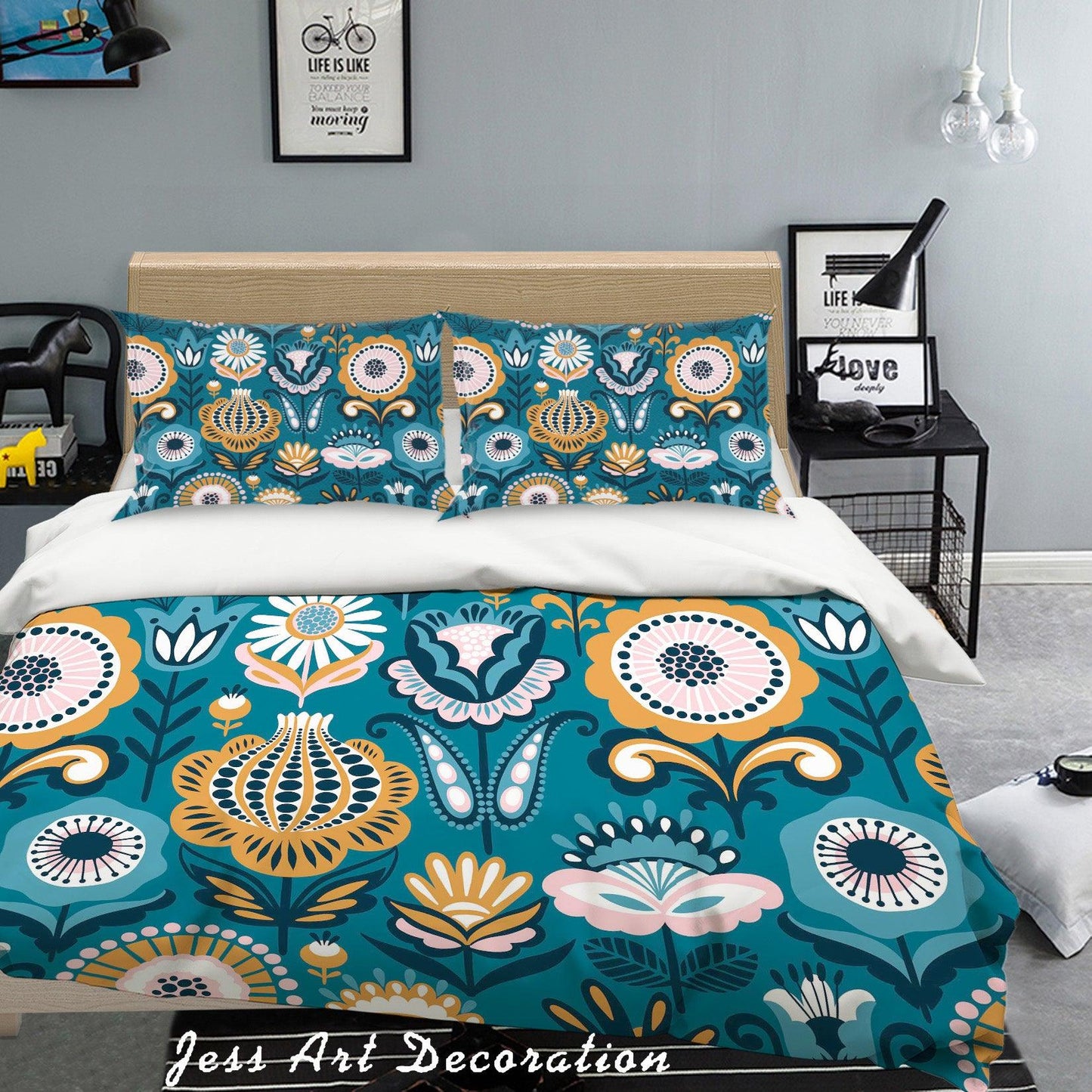 3D Blue Floral Quilt Cover Set Bedding Set Pillowcases 32