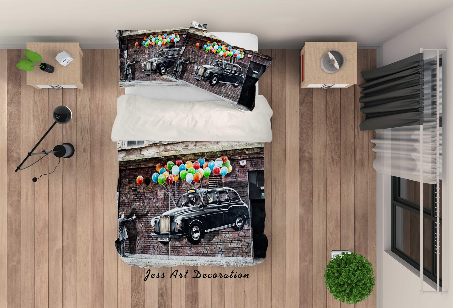 3D Car Brick Wall Quilt Cover Set Bedding Set Pillowcases 107