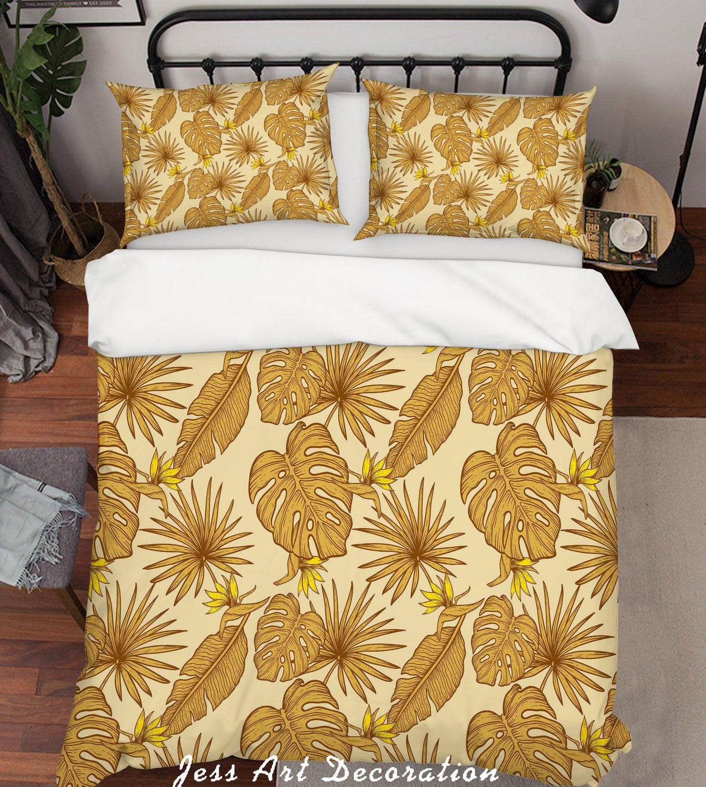 3D Brown Leaves Quilt Cover Set Bedding Set Pillowcases 113