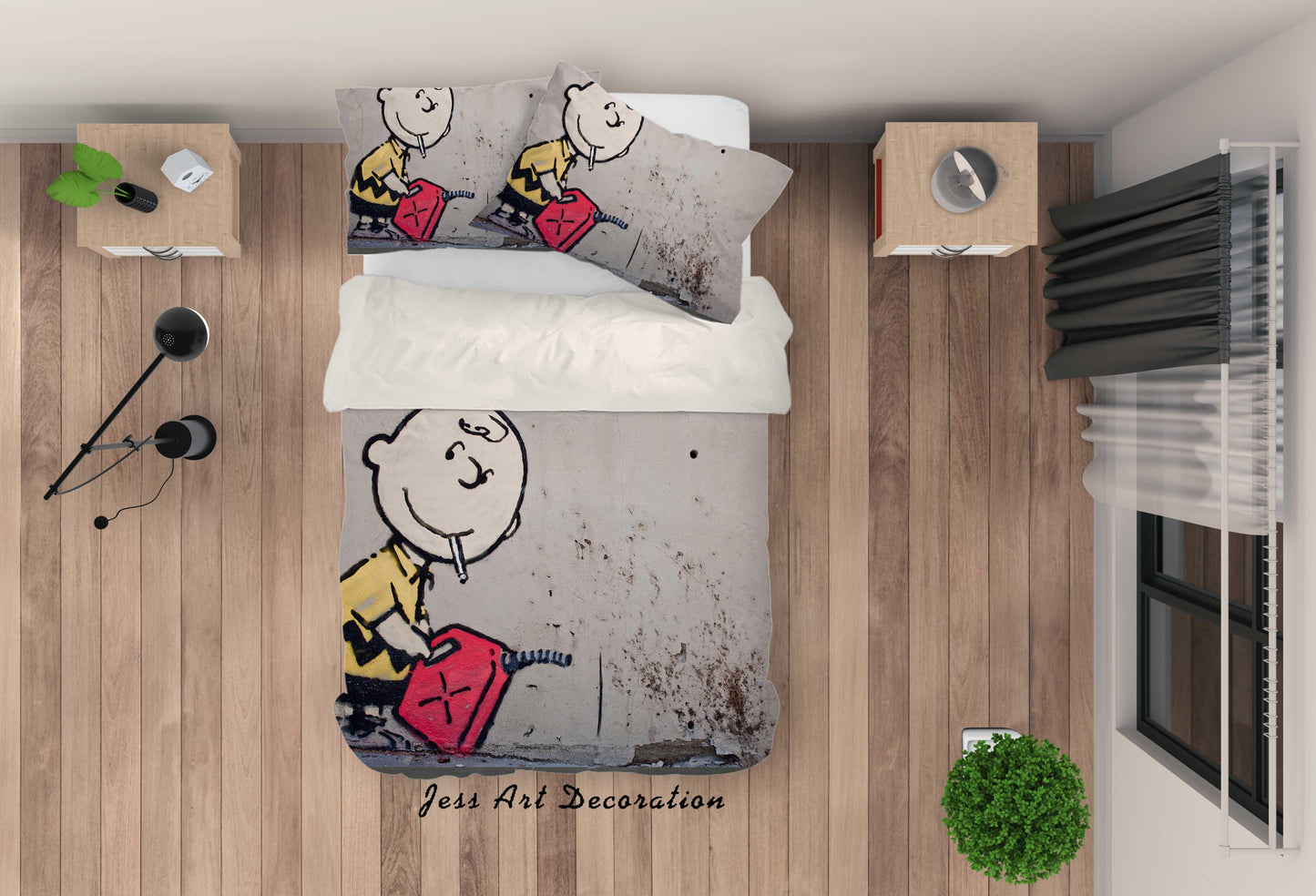 3D Banksy Mural Oil Boy Quilt Cover Set Bedding Set Duvet Cover Pillowcases ZY D95