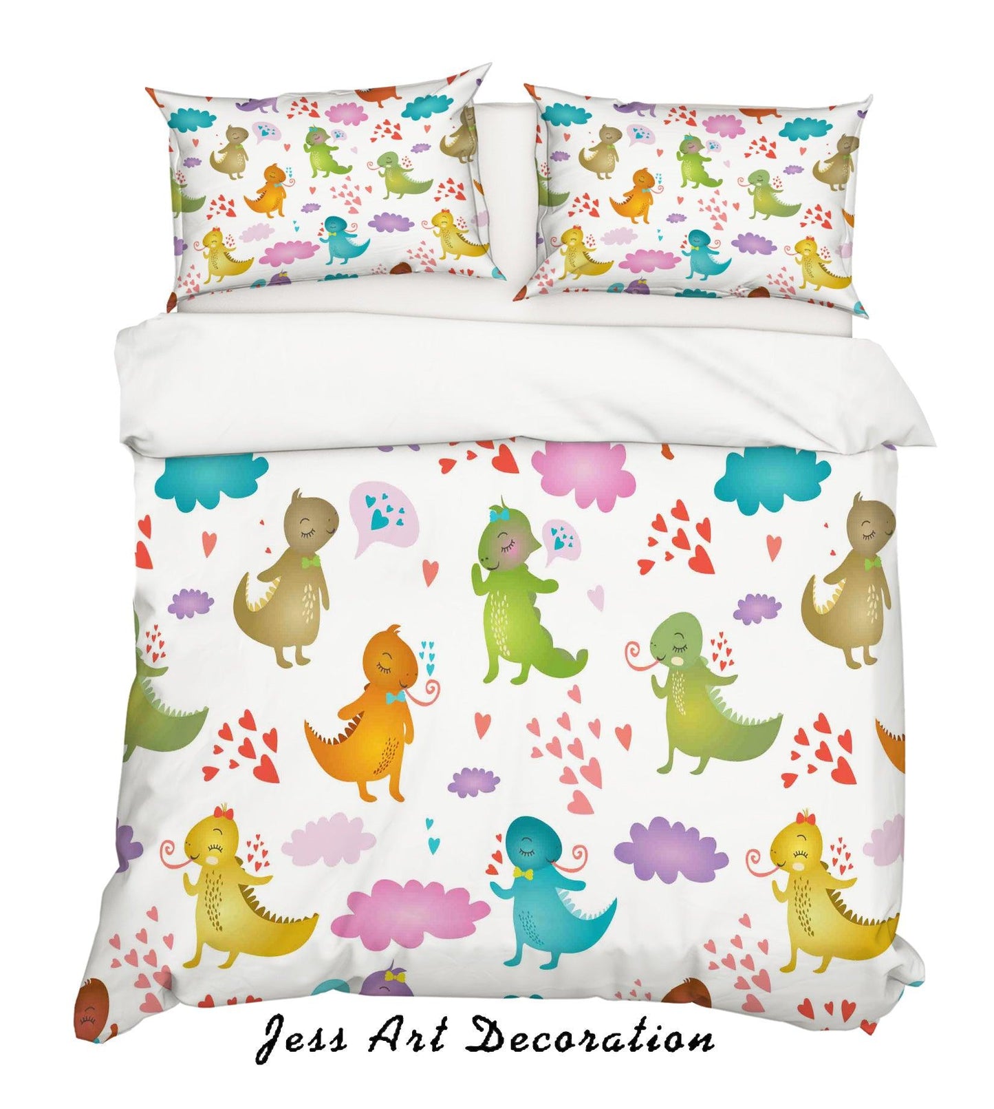 3D Cartoon Dinosaur Quilt Cover Set Bedding Set Pillowcases 1