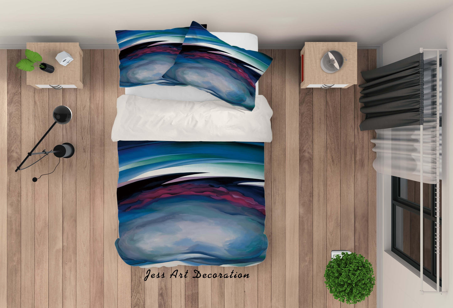 3D Blue Sky Oil Painting Quilt Cover Set Bedding Set Pillowcasesn 56