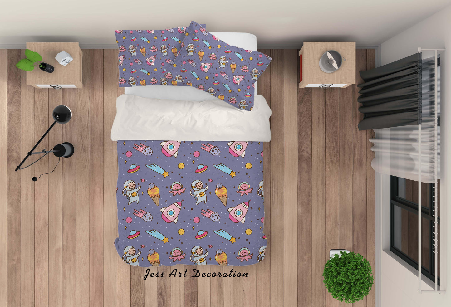 3D Astronaut Planet Pattern Quilt Cover Set Bedding Set Duvet Cover Pillowcases WJ 6892
