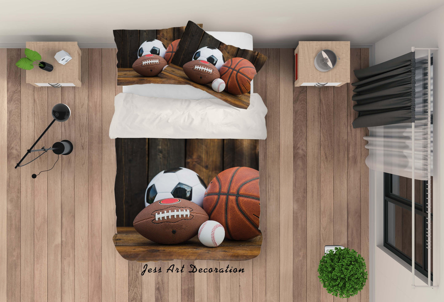 3D Basketball Football Baseball Rugby Quilt Cover Set Bedding Set Pillowcases 79