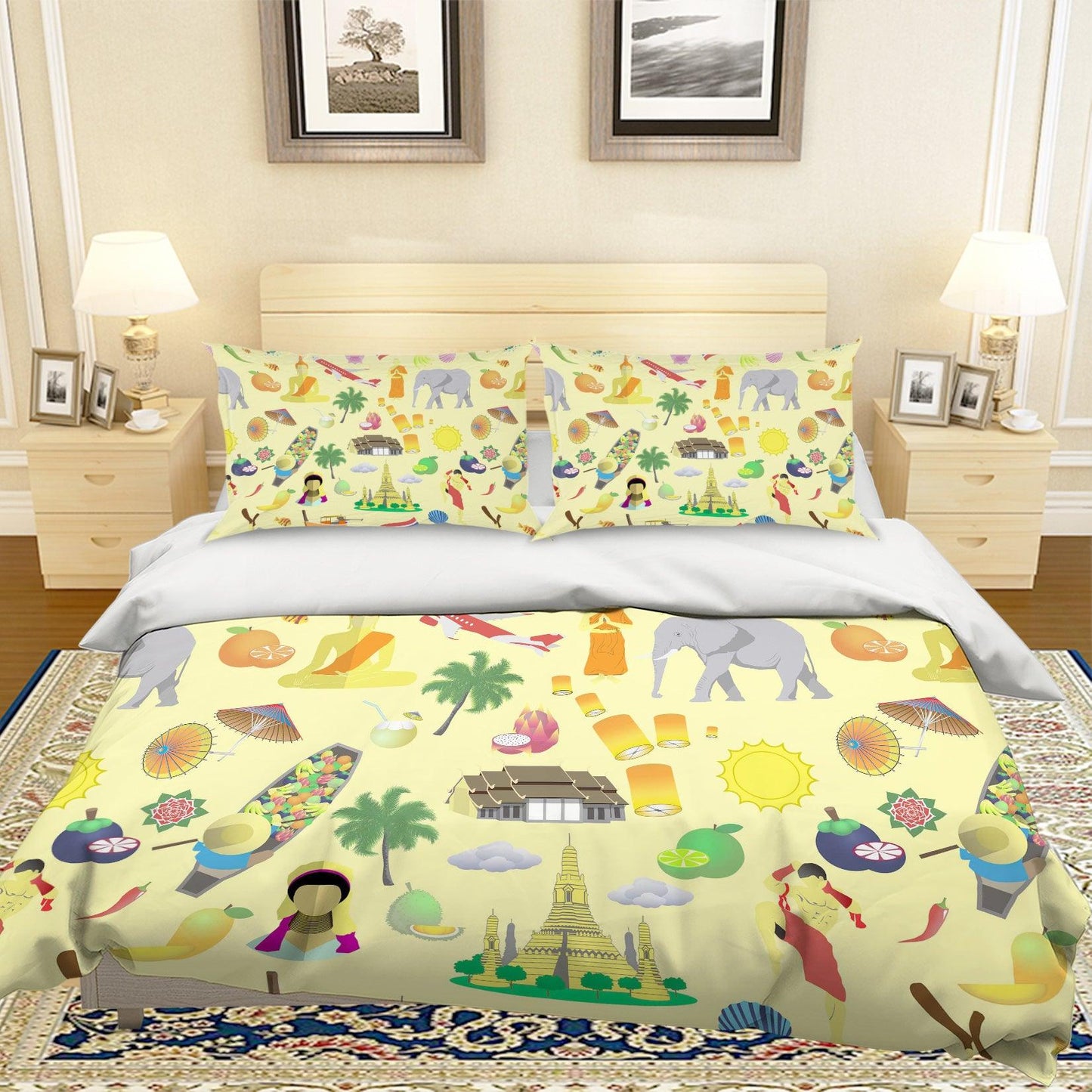 3D Cartoon Animal Coconut Tree Quilt Cover Set Bedding Set Pillowcases 104