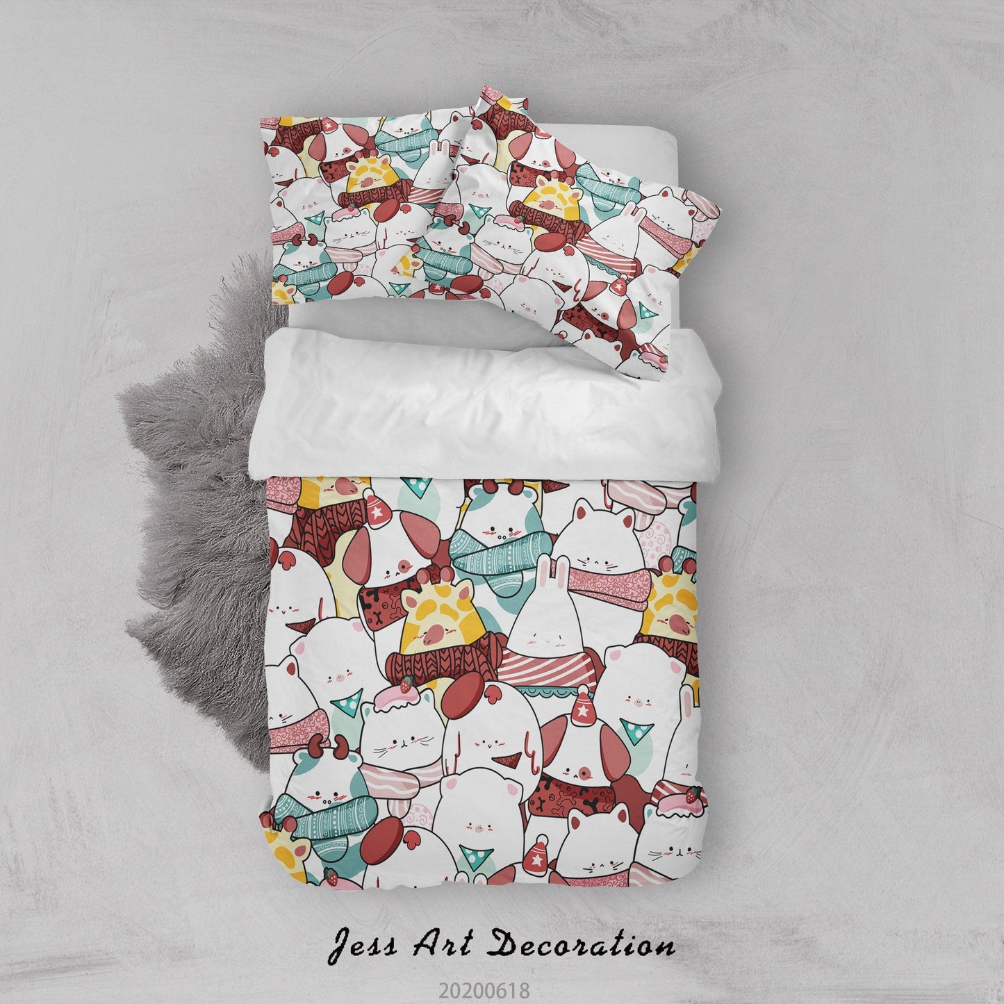 3D Cartoon Animal Quilt Cover Set Bedding Set Duvet Cover Pillowcases SF62