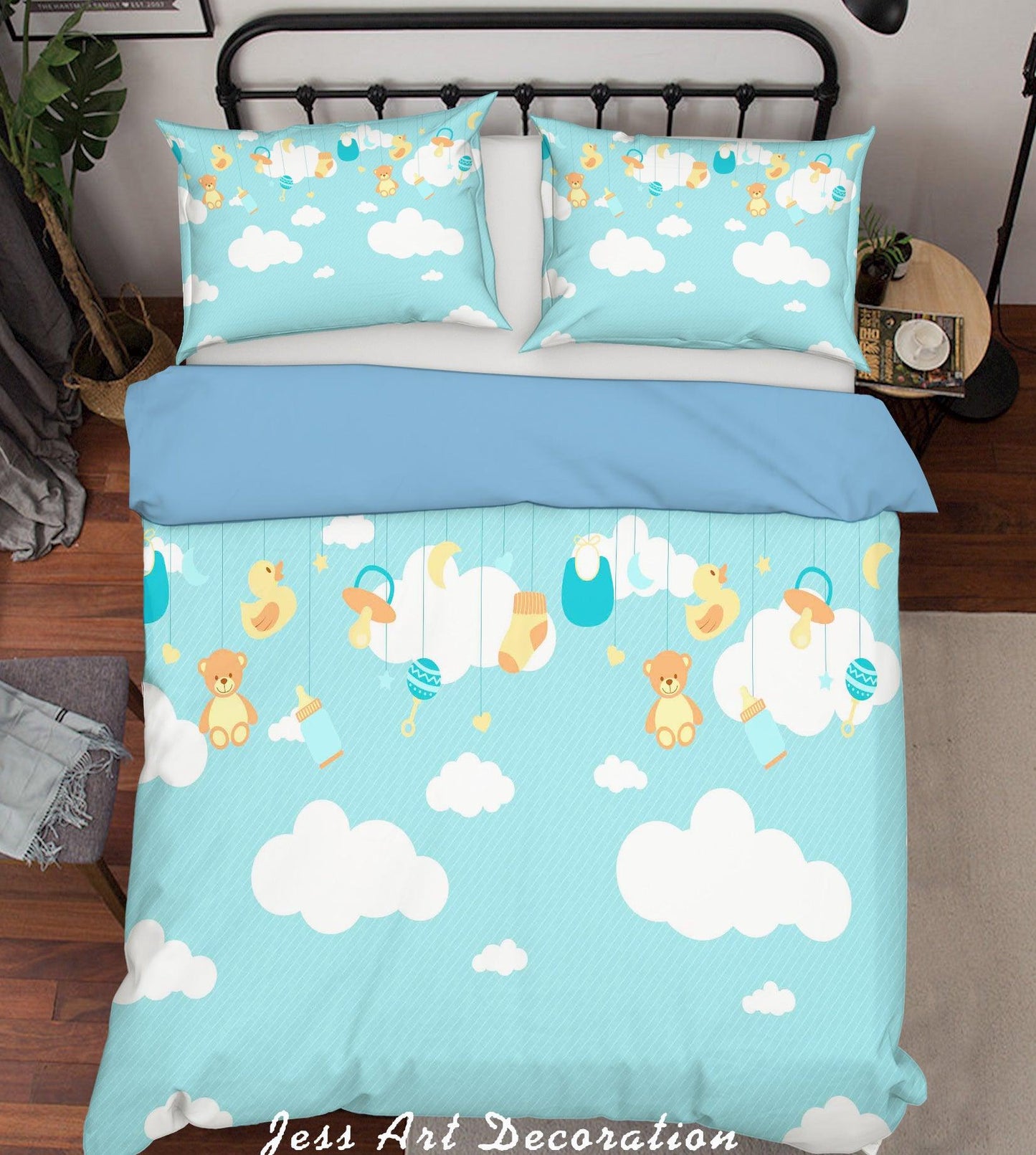 3D Cartoon Animals White Clouds Quilt Cover Set Bedding Set Pillowcases 21