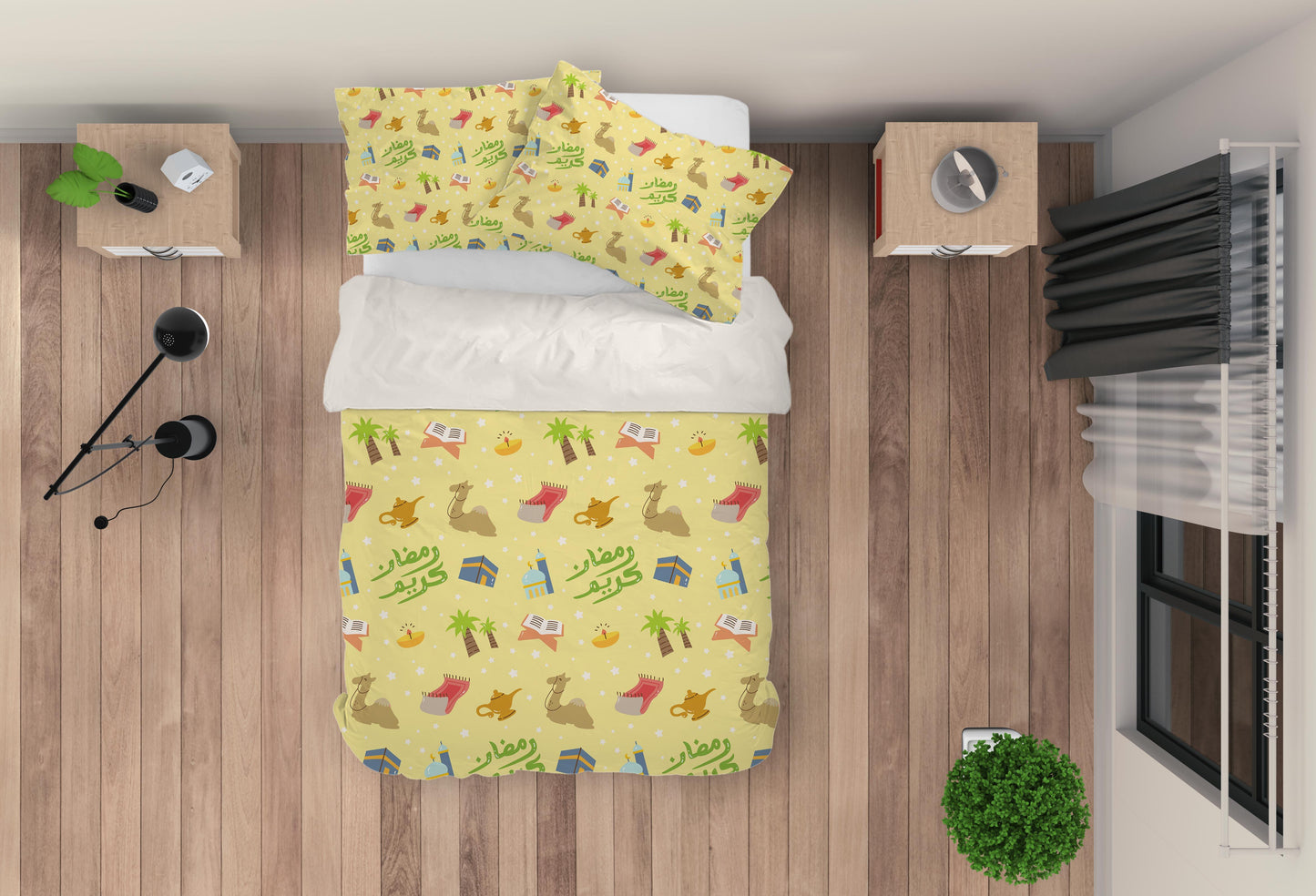 3D Cartoon Camel Yellow Quilt Cover Set Bedding Set Pillowcases 60