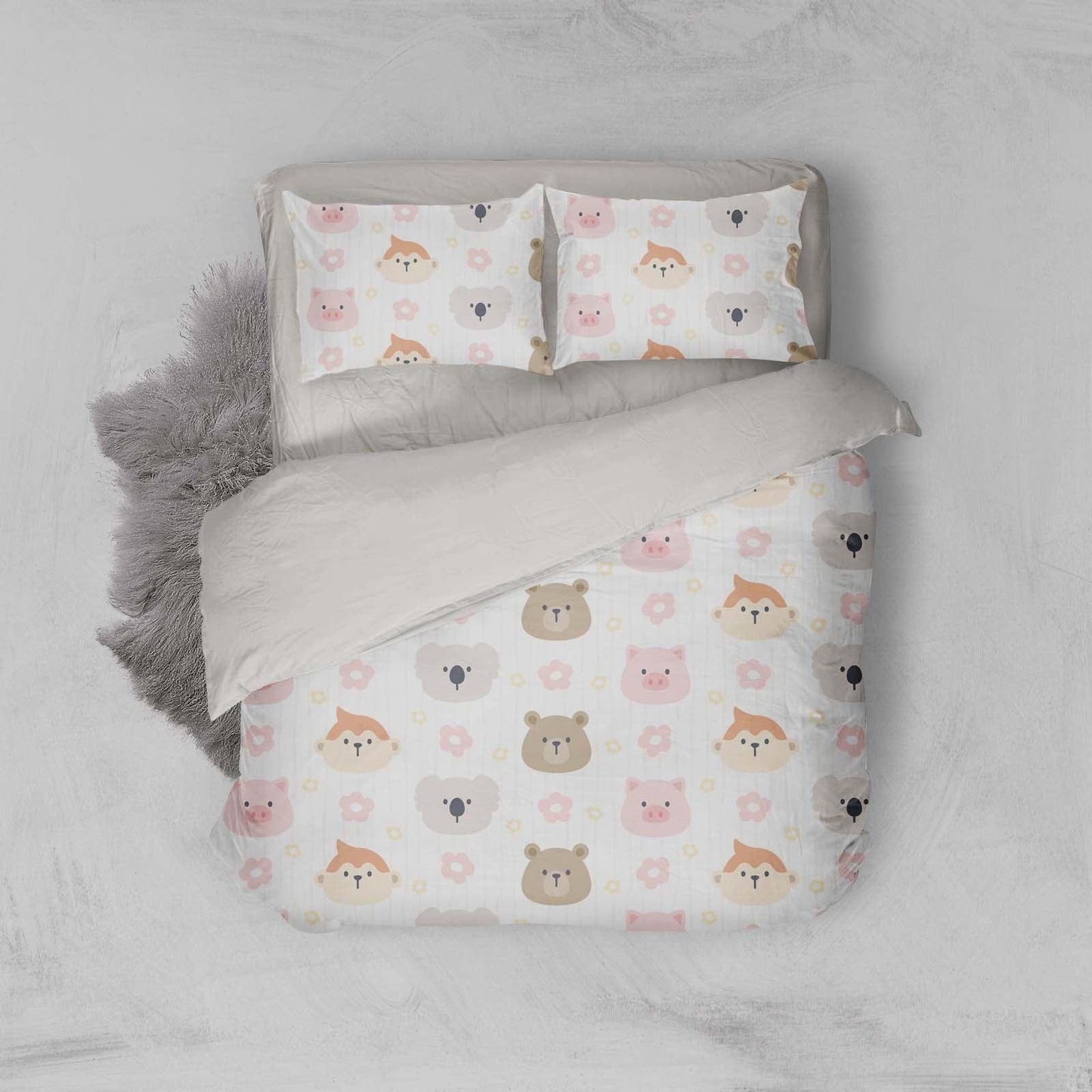 3D Cartoon Bear Monkey Animal Quilt Cover Set Bedding Set Duvet Cover Pillowcases LXL