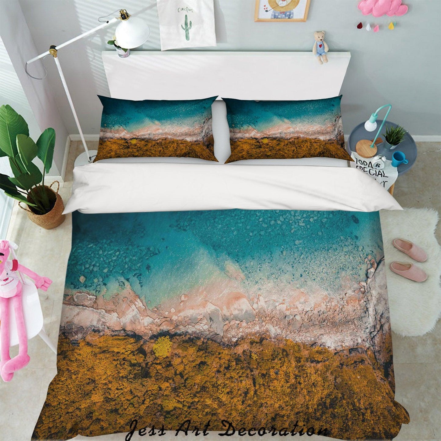 3D Blue Sea Rock Quilt Cover Set Bedding Set Pillowcases 17