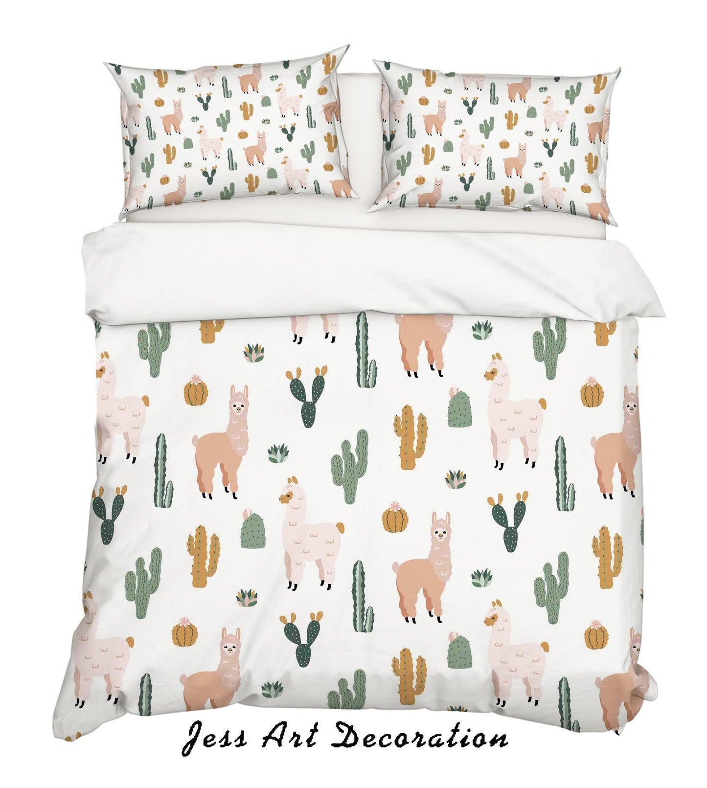 3D Cartoon Alpaca Cactus Quilt Cover Set Bedding Set Pillowcases 141