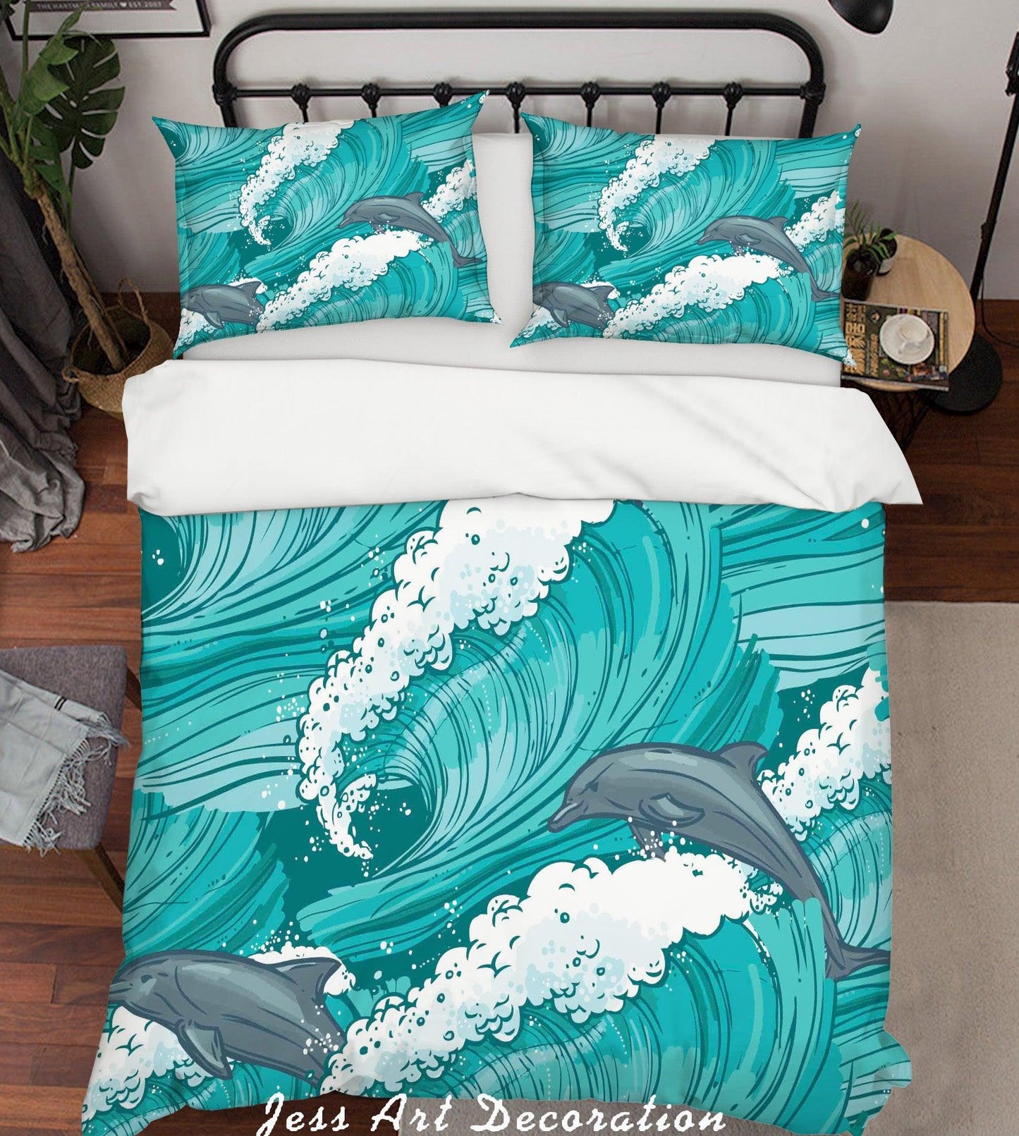 3D Cartoon Blue Sea Quilt Cover Set Bedding Set Pillowcases 287