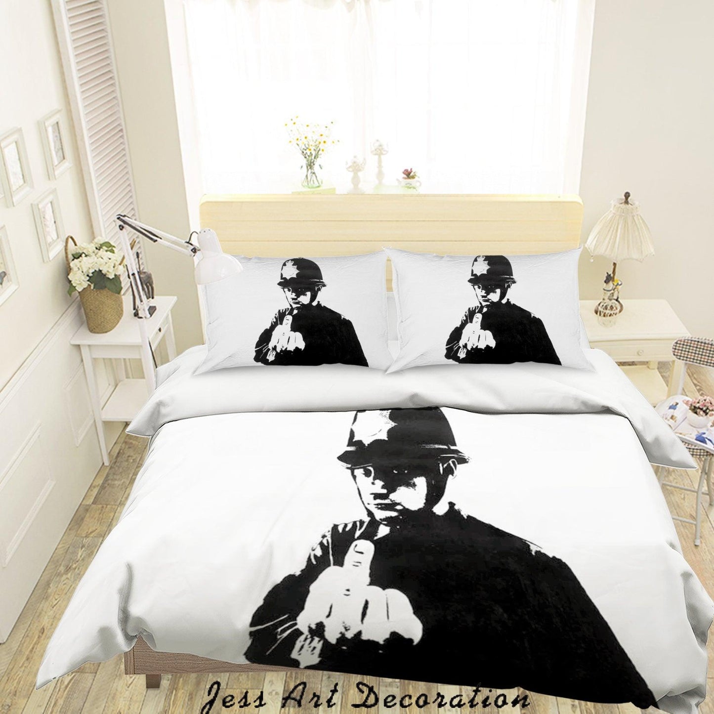 3D Banksy Rude Copper Black White Quilt Cover Set Bedding Set Duvet Cover Pillowcases ZY D51