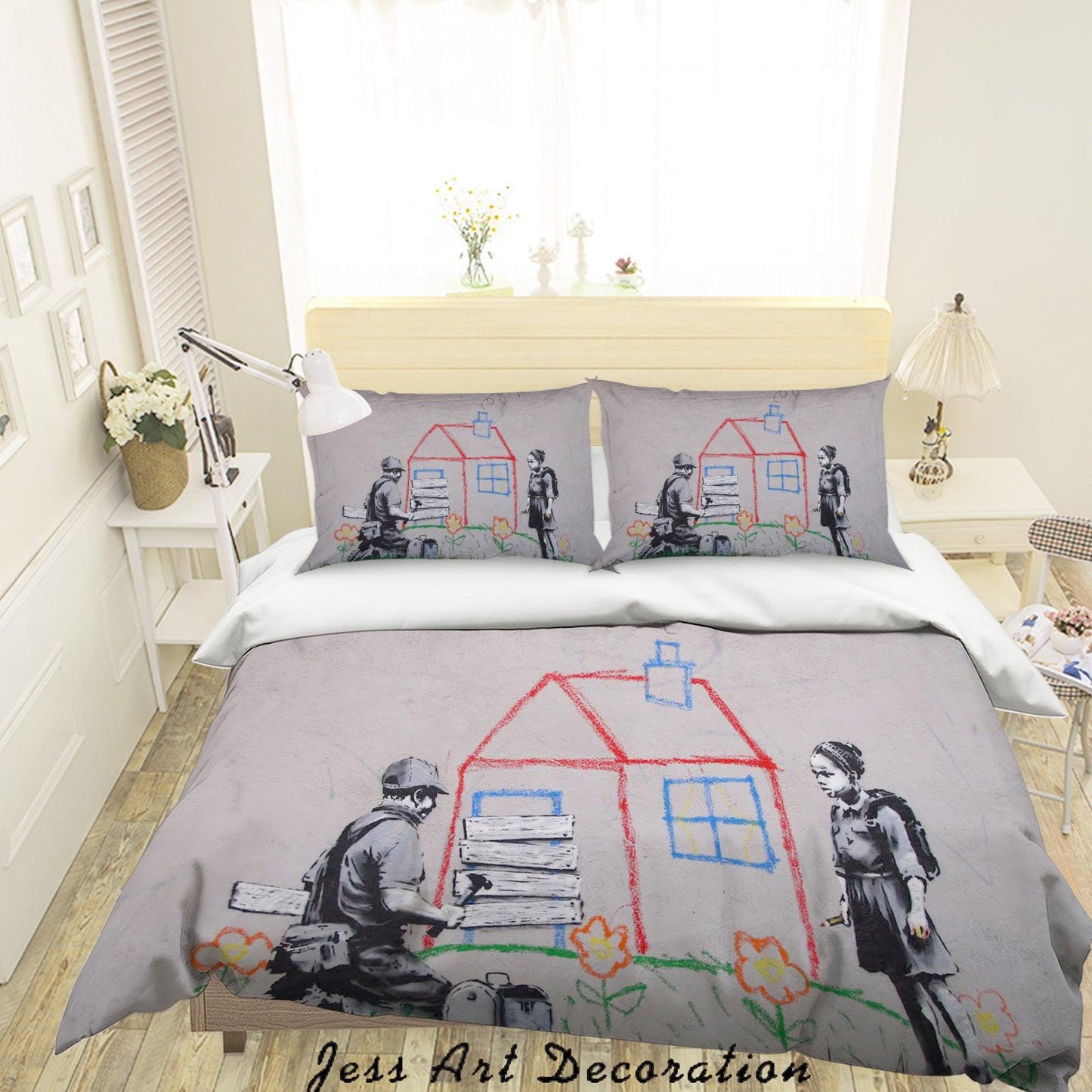 3D Banksy Crayon for Closure Kolodny Quilt Cover Set Bedding Set Pillowcasesn ZY D14