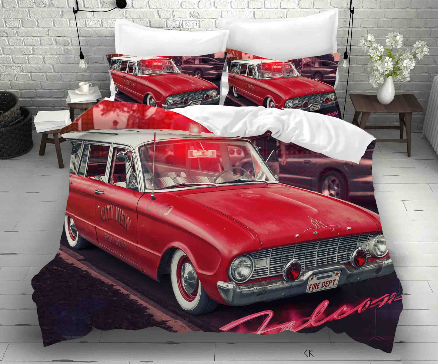3D Automobile Red Quilt Cover Set Bedding Set Duvet Cover Pillowcase 403