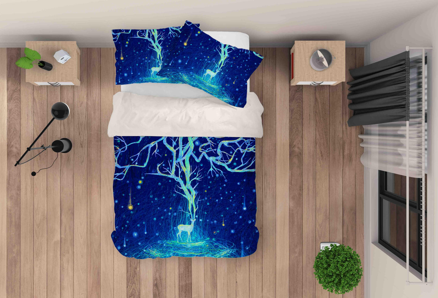 3D Blue Elk Quilt Cover Set Bedding Set Pillowcases 144