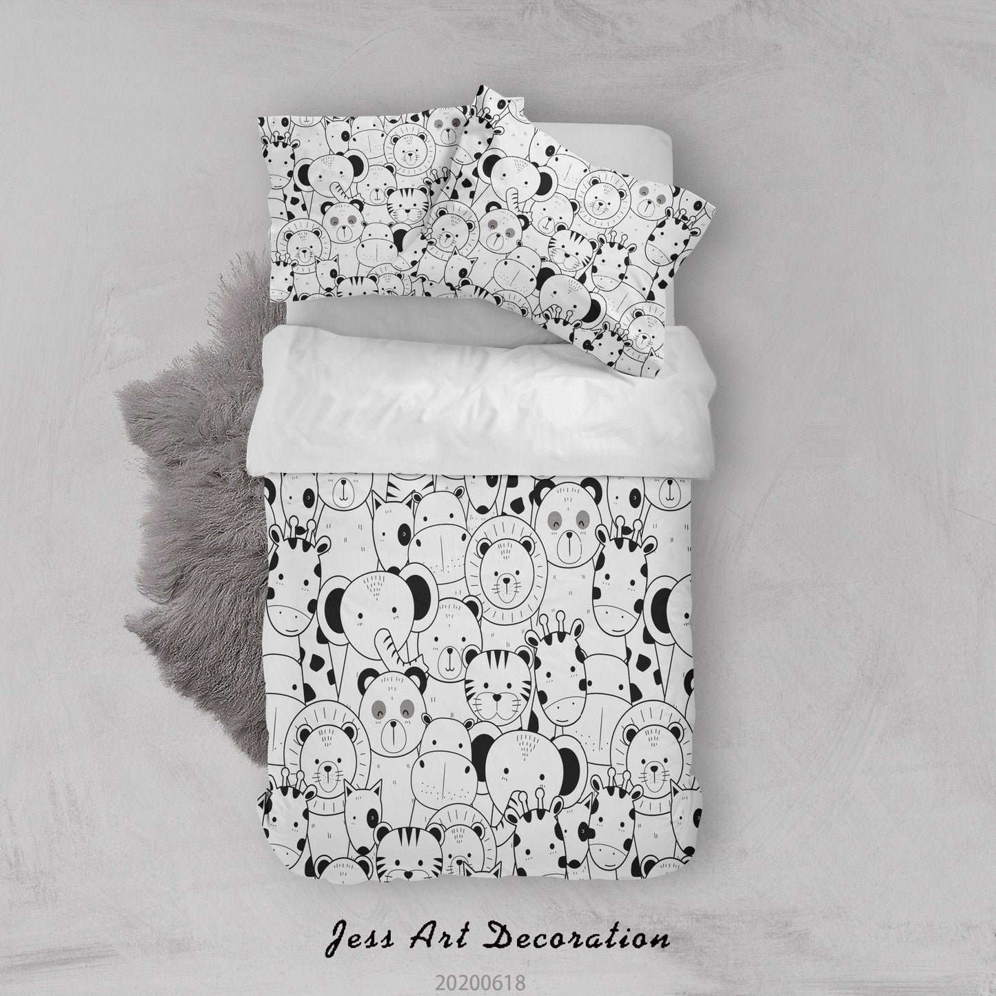 3D Cartoon Animal Quilt Cover Set Bedding Set Duvet Cover Pillowcases SF35