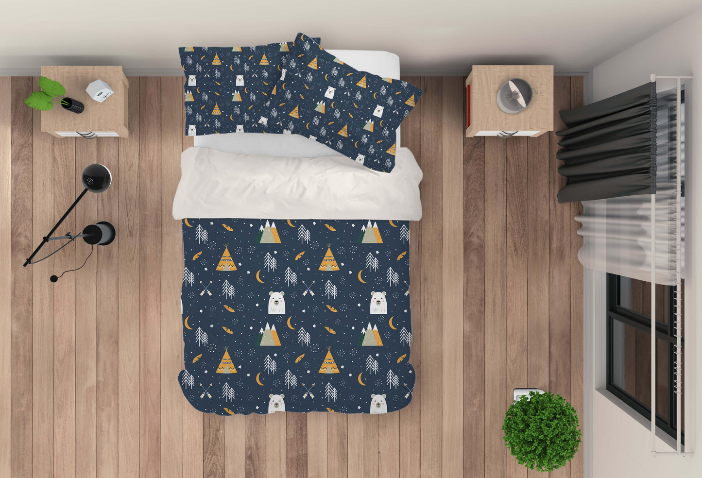 3D Cartoon Pine Bear Quilt Cover Set Bedding Set Pillowcases 83
