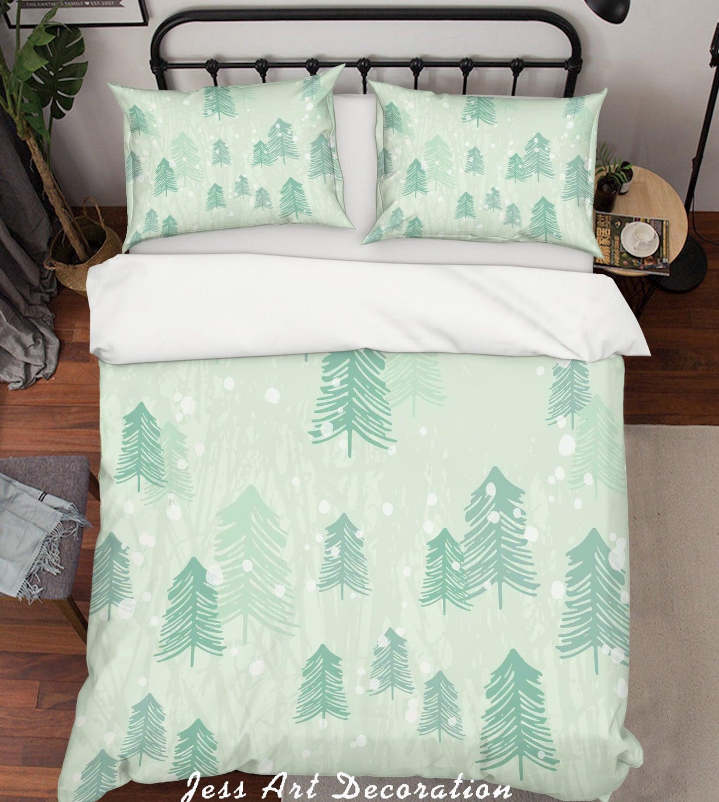 3D Cartoon Green Forest Quilt Cover Set Bedding Set Pillowcases 348