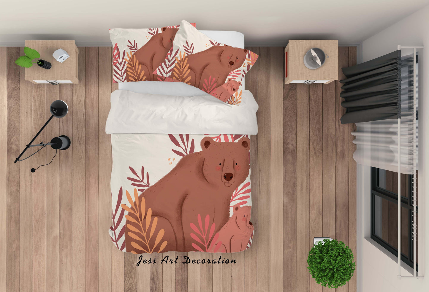 3D Cartoon Bear Quilt Cover Set Bedding Set Pillowcases 91