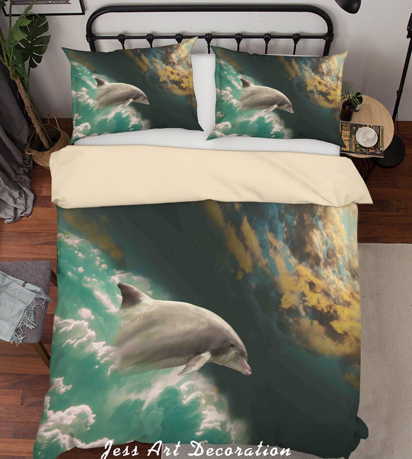 3D Abstract Sky Dolphin Quilt Cover Set Bedding Set Duvet Cover Pillowcases A103 LQH